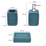 Square Stoneware Bath Accessories Set of 3- Blue