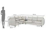 Infinia 3+2+1 Seater Fabric Sofa Set with Left Corner Sofa and Rectangle Console- Off White