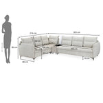 Infinia 3+2+1 Seater Fabric Sofa Set with Left Corner Sofa and Rectangle Console- Off White