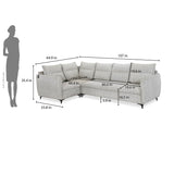 Infinia 3+1+1 Seater Fabric Sofa Set with Right Corner Sofa- Off White