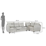 Infinia 3+1+1 Seater Fabric Sofa Set with Left Corner Sofa and Rectangle Console- Off White
