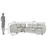 Infinia 3+1+1 Seater Fabric Sofa Set with Right Corner Sofa and Rectangle Console- Off White