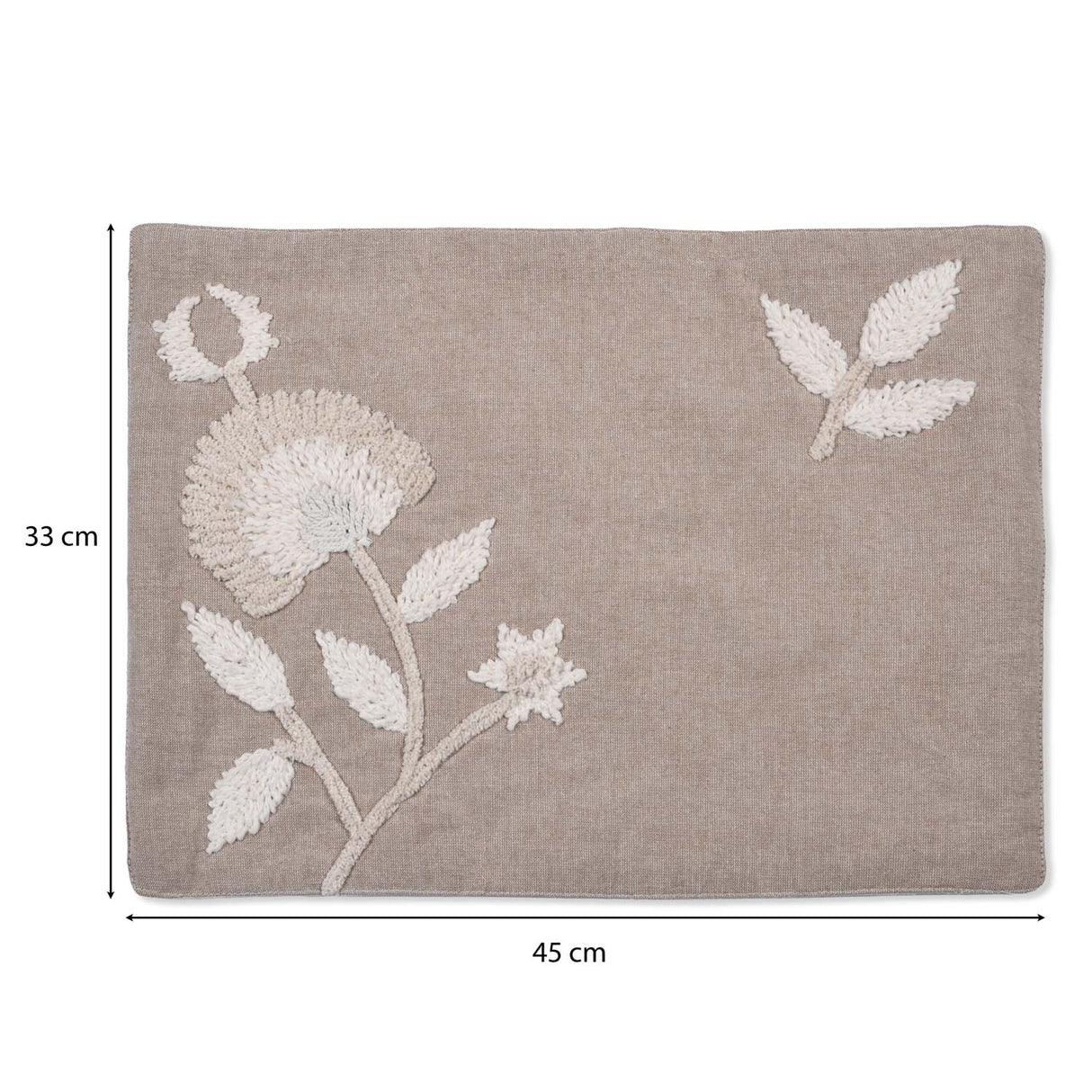 Floral Embroidered Chambray Placemat- Beige