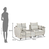 Infinia 2 Seater Fabric Sofa with Rectangle Console- Off White