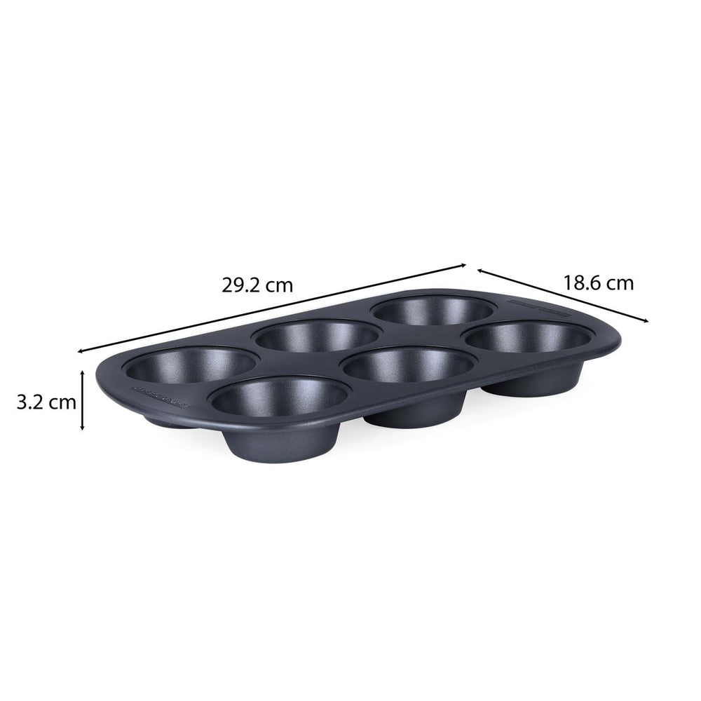 Baker's Secret 6 Cup Muffin Pan- Grey