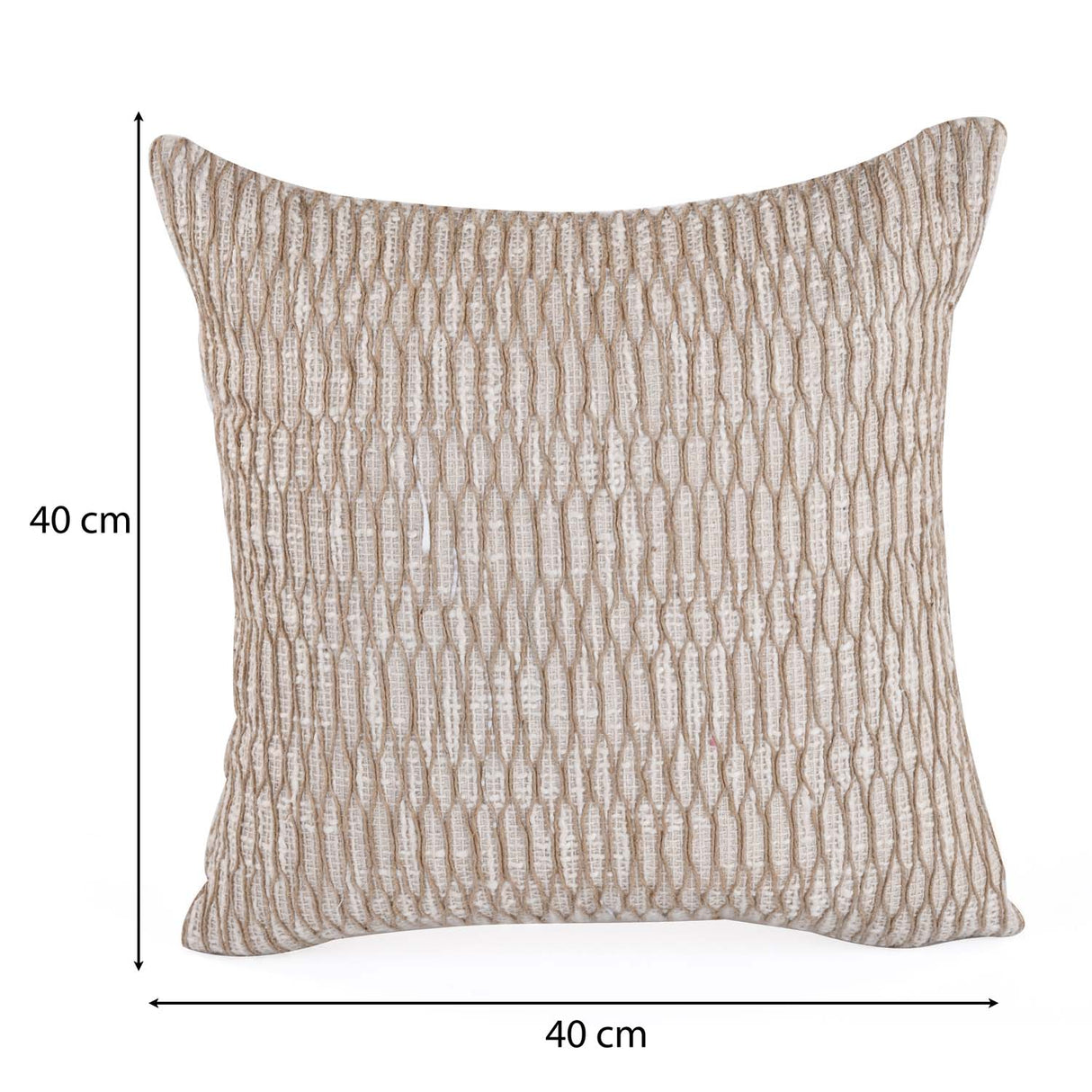 Abstract Embroidered Cotton & Polyester 16" x 16" Cushion Cover- Beige