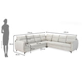 Infinia 3+3+1 Seater Fabric Sofa Set with Right Corner Sofa- Off White
