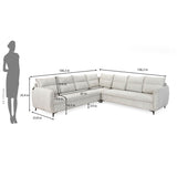 Infinia 3+3+1 Seater Fabric Sofa Set with Right Corner Sofa- Off White