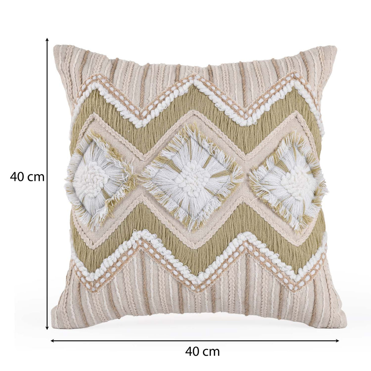 Zigzag Cotton & Polyester 16" x 16" Cushion Cover- Multicolor