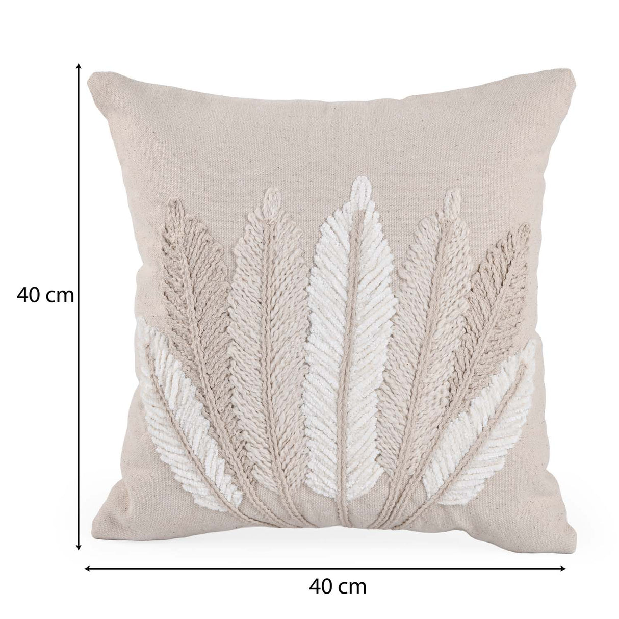 Seven Leaf Cotton & Polyester 16" x 16" Cushion Cover- Beige