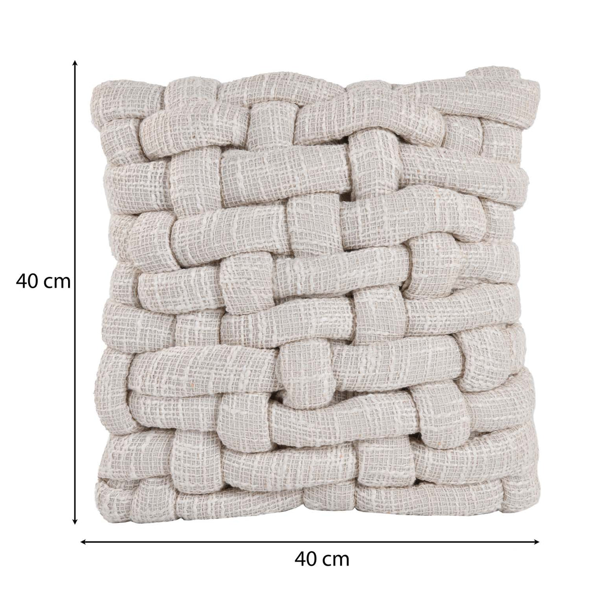 Basket Knit Cotton & Polyester 16" x 16" Cushion Cover- Off White