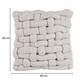 Basket Knit Cotton & Polyester 16" x 16" Cushion Cover- Off White