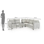 Infinia 2+2+1 Seater Fabric Sofa Set with Left Corner Sofa and Rectangle Console- Off White
