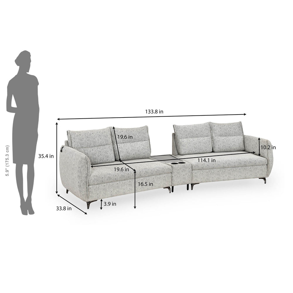 Infinia 2+2 Seater Fabric Sofa Set with Triangle Console- Off White