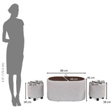 Dennis Center Table with Storage and 2 Poufs- Grey