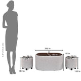 Dennis Center Table with Storage and 2 Poufs- Grey