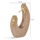 Climbing Figures Decorative Polyresin Showpiece- Sand & Gold