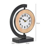 C-Shaped Stand Metal & MDF Table Clock- Gold & Black