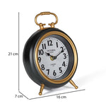 Classic Round Metal Table Clock- Gold & Black