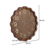Wavy Edge Wooden Wall Clock- Brown