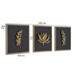 Lotus Metal & MDF Wall Art Set of 3- Gold & Brown