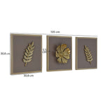Botanic Metal & MDF Wall Art Set of 3- Gold & Cream