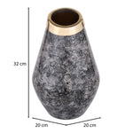 Bulb Shaped Metal Vase- Black & Gold