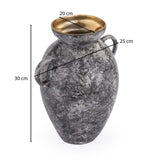 Urn Style Metal Vase- Black & Gold