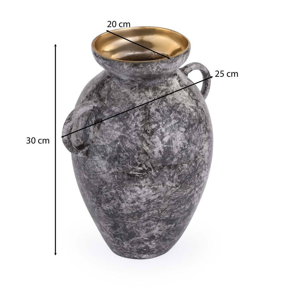 Urn Style Metal Vase- Black & Gold