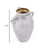 Urn Style Metal Vase- White & Gold