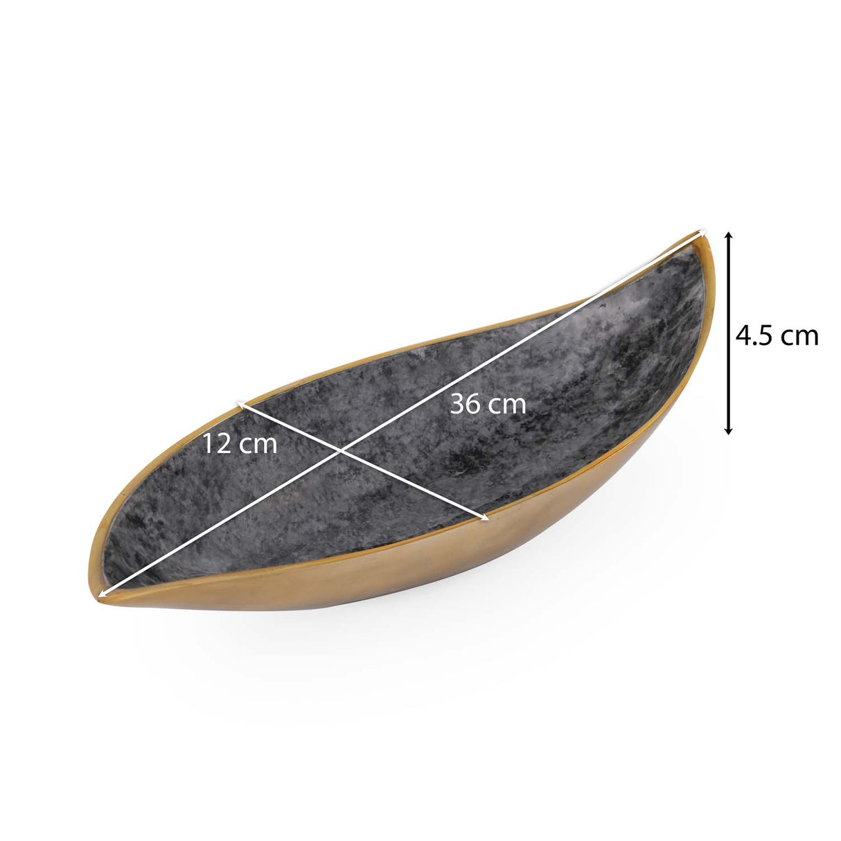Leaf Shaped Metal Decorative Platter- Black & Gold