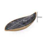 Leaf Shaped Metal Decorative Platter- Black & Gold
