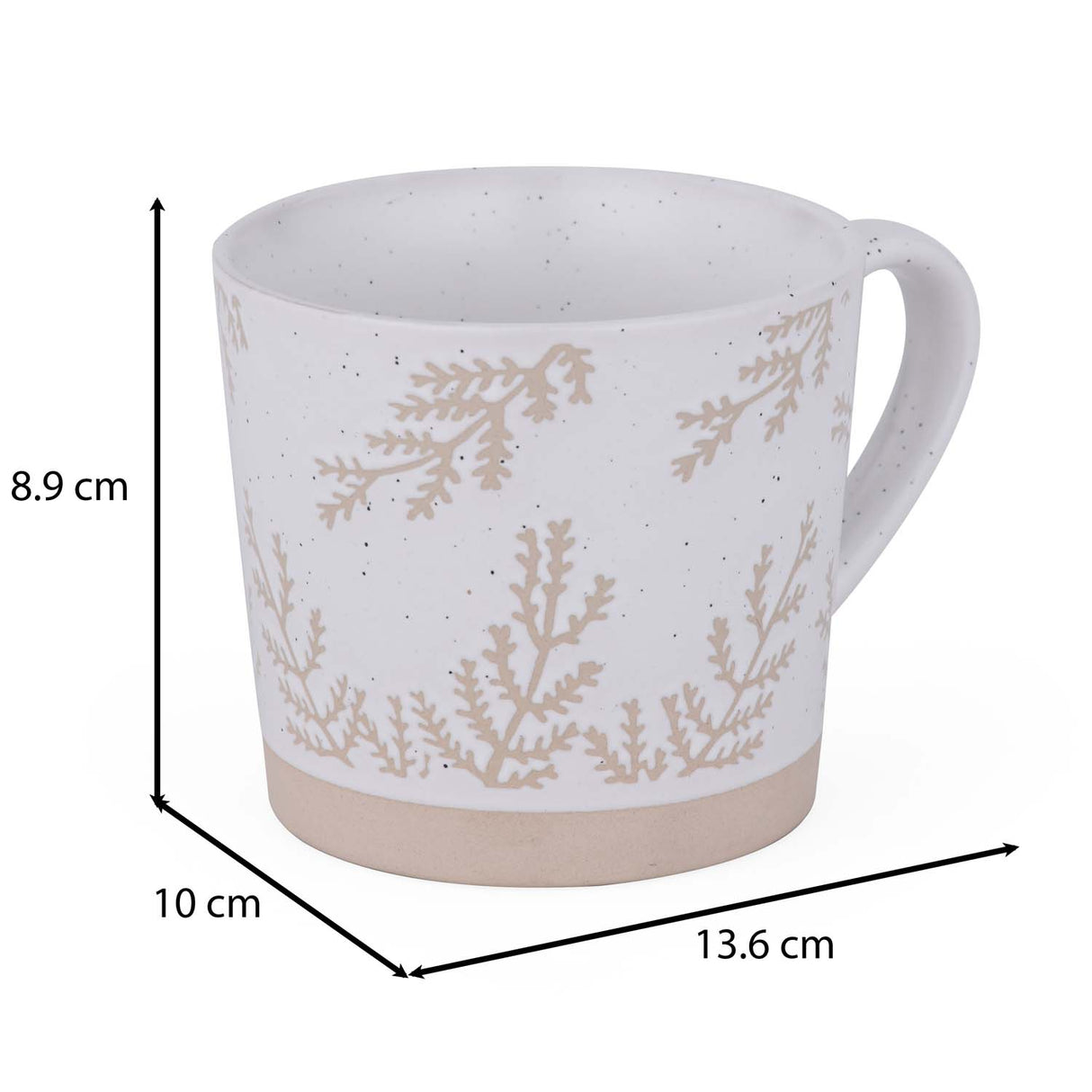Leaf Design 400 ml Ceramic Coffee Mug- Beige