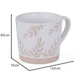 Leaf Design 400 ml Ceramic Coffee Mug- Beige