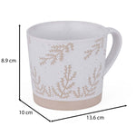 Leaf Design 400 ml Ceramic Coffee Mug- Beige