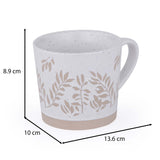 Leaf Design 400 ml Ceramic Coffee Mug- Beige