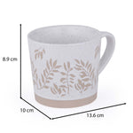 Leaf Design 400 ml Ceramic Coffee Mug- Beige