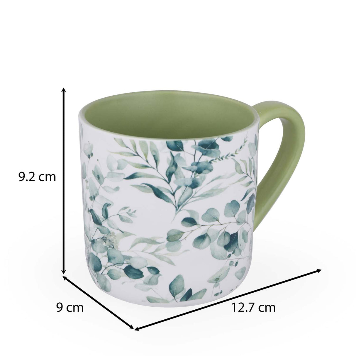 Tropical Design 400 ml Ceramic Coffee Mug- White