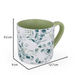 Tropical Design 400 ml Ceramic Coffee Mug- White