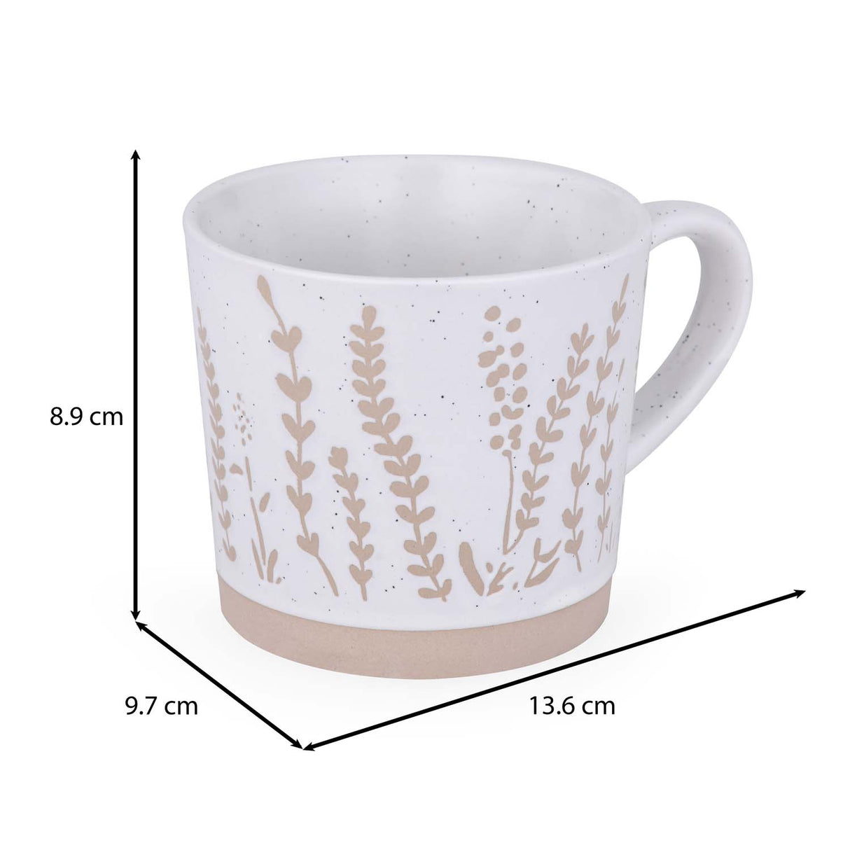 Leaf Design 400 ml Ceramic Coffee Mug- Beige