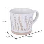 Leaf Design 400 ml Ceramic Coffee Mug- Beige