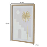 Palm Tree and Staircase Design Canvas Wall Painting- Multicolor