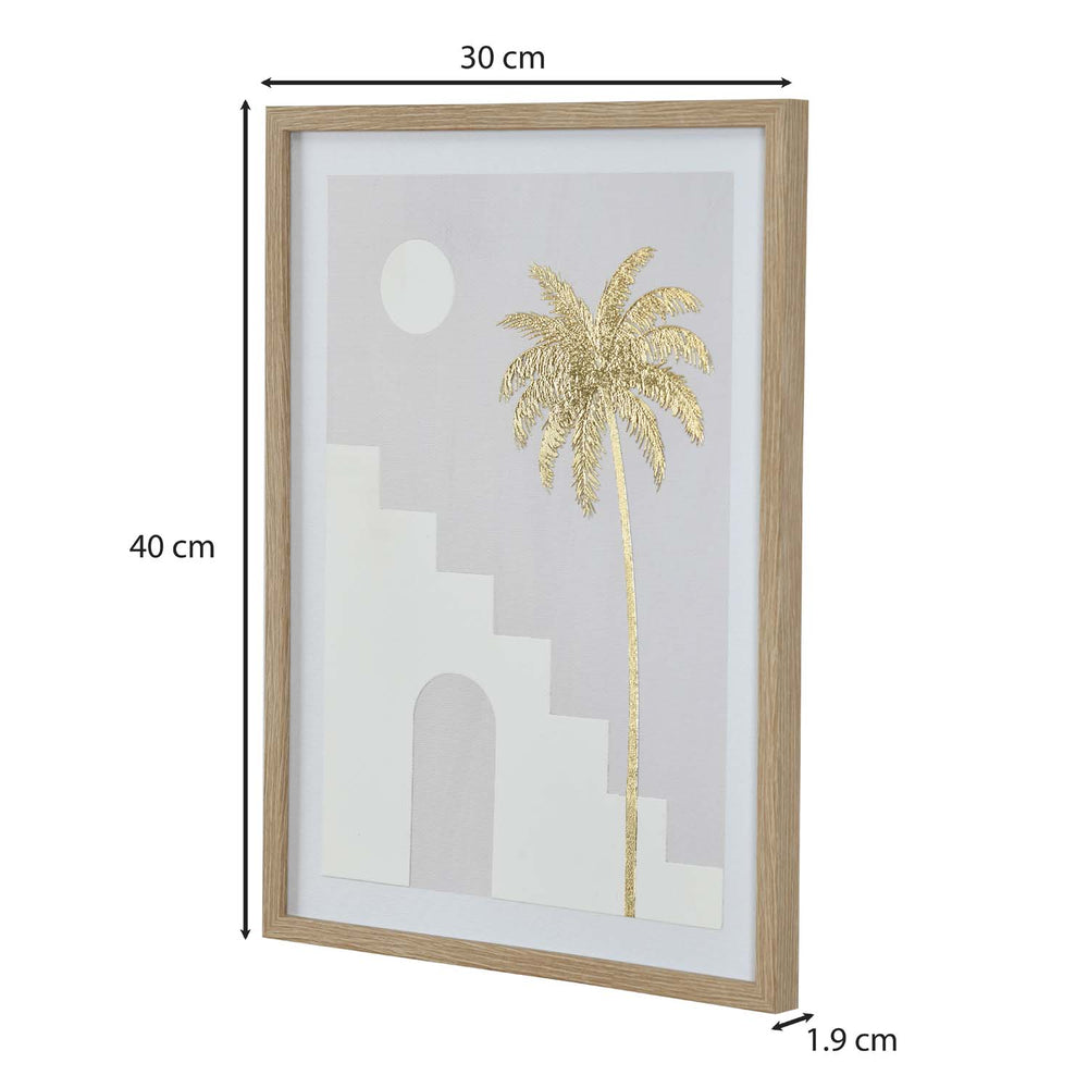 Palm Tree and Staircase Design Canvas Wall Painting- Multicolor