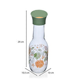Botanical Print 1000 ml Glass Carafe- Green