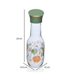 Botanical Print 1000 ml Glass Carafe- Green