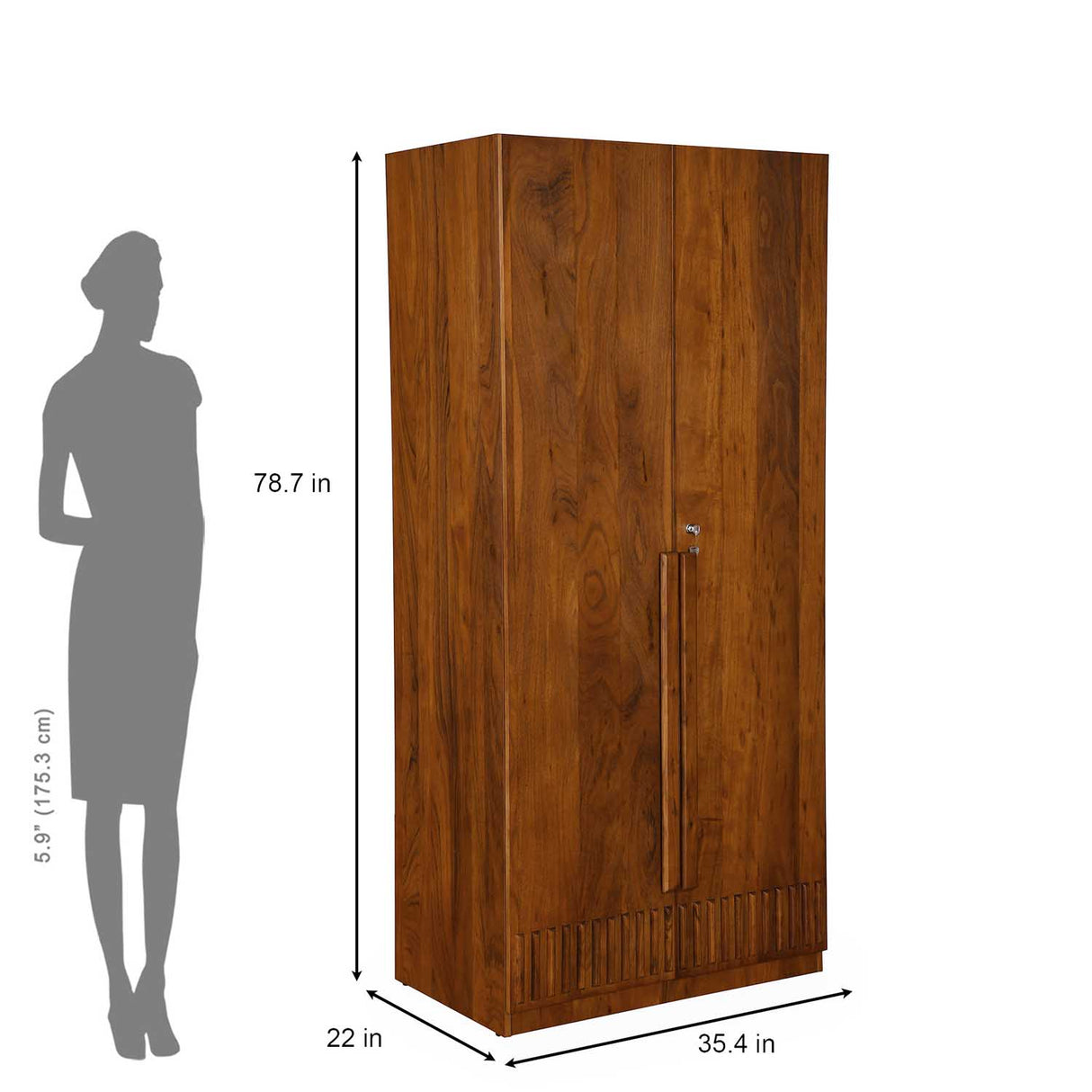 Linea 2 Door Wardrobe- Honey Walnut