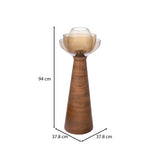 Decorative Glass & Wooden Candle Holder- Gold & Brown, Large