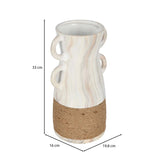 Dual Loop Ceramic Vase- White & Brown, Small