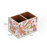 Square 2 Compartments Wooden Cutlery Holder- Pink