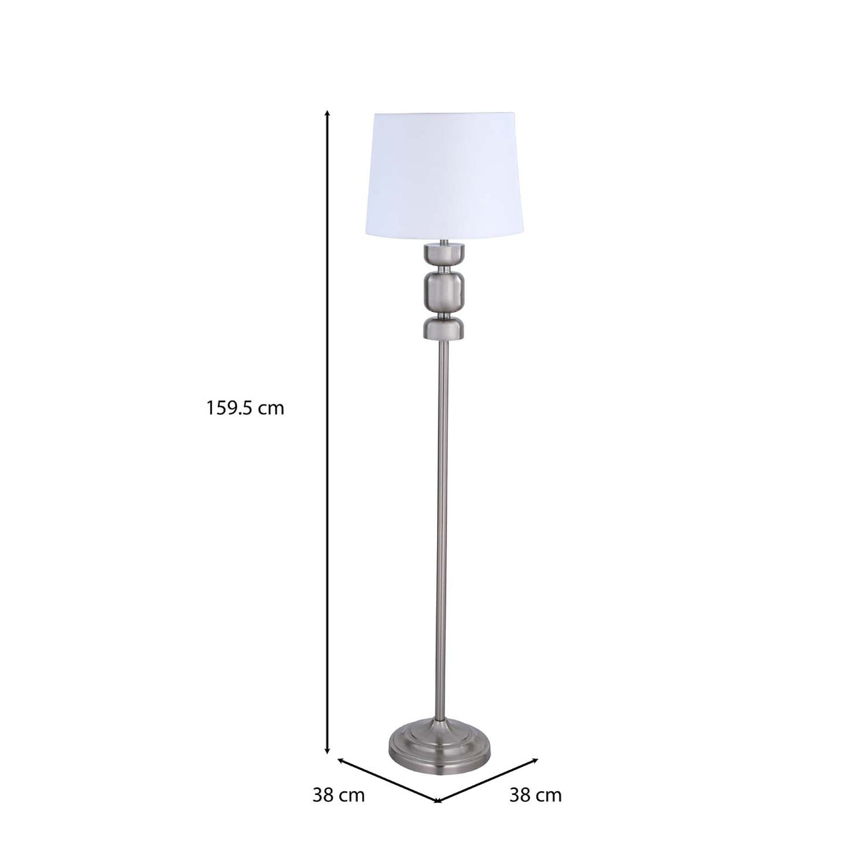 Stacked Drums Metal & Fabric Floor Lamp- Silver & White